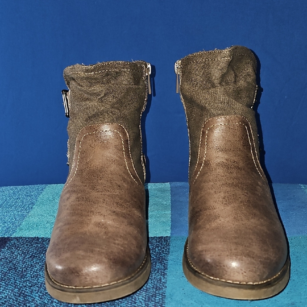 Torrid Brown Combat Moto Boots with Distressed Leather